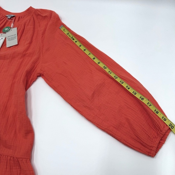 NWT Rails Women’s Aureta V-Neck Tiered Organic Cotton Belted Dress Papaya Medium - Picture 15 of 15